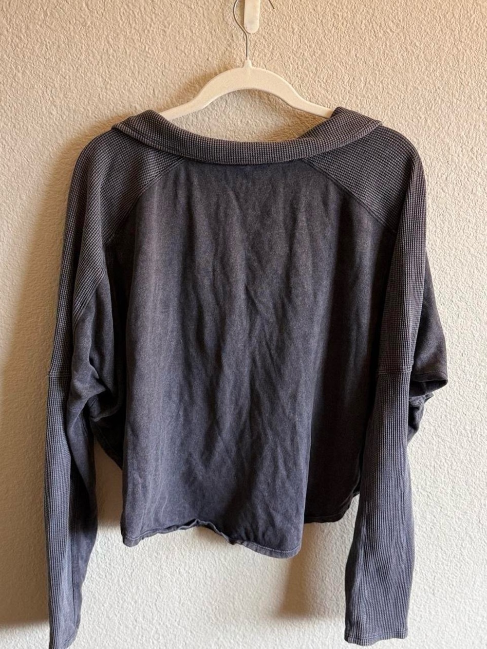 Daily Practice Anthropologie Long Sleeve Henley Charcoal Grey Size Large Cotton - Picture 7 of 8